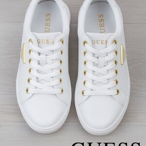 Guess White and Gold Sneakers Minimalist Style